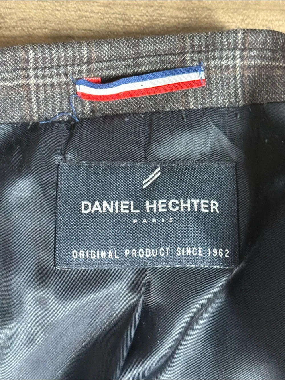 Daniel Hechter Paris Blazer Mens 46R Gray Glen Plaid 100% Wool Sport Coat